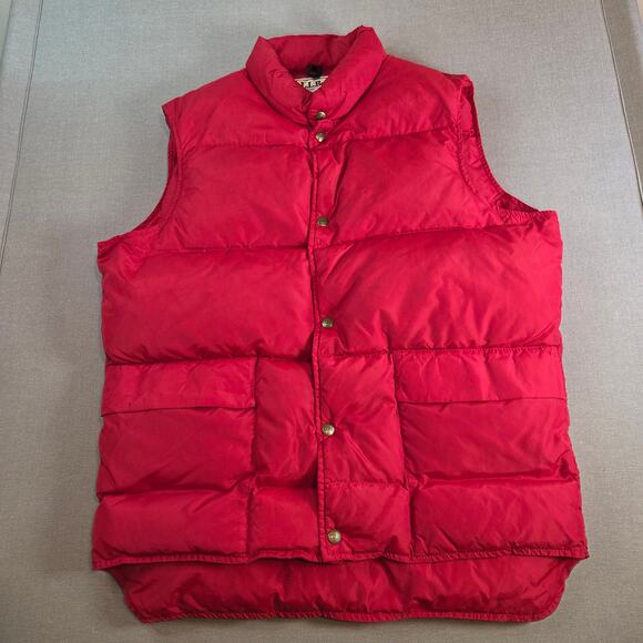 Vintage L.L. Bean Goose Down Puffer Vest Men’s Long 1424BL Made USA Red - Picture 1 of 7